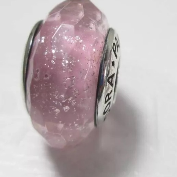 Preowned Pandora Pink Shimmer Facetted Glass Murano Bead. RTV $55.00 - Picture 2 of 3
